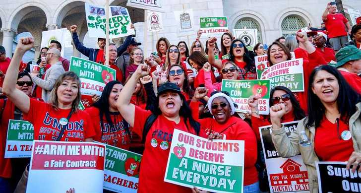 Fifty thousand people took part in Los Angeles teachers' December march to save public education.